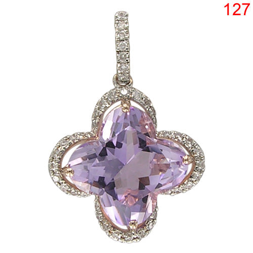 14KR PINK AMETHYST PENDANT W/DIA
