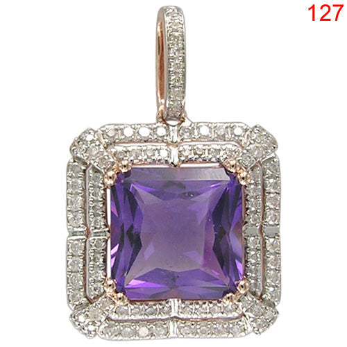 14KR AMETHYST PENDANT W/DIA