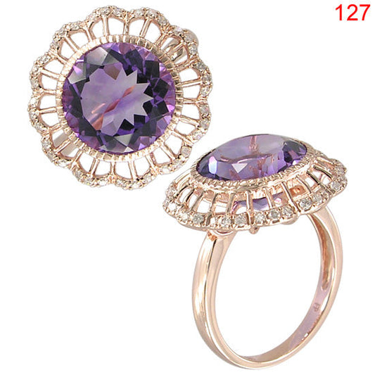 14KW PURPLE TOPAZ RING W/DIA #7